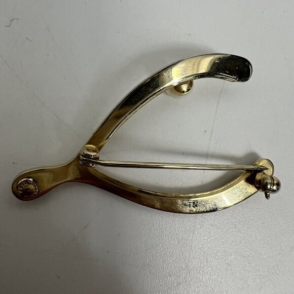 Vintage Brooch 12K GF Wishbone Pearl Gold Filled - Picture 8 of 11